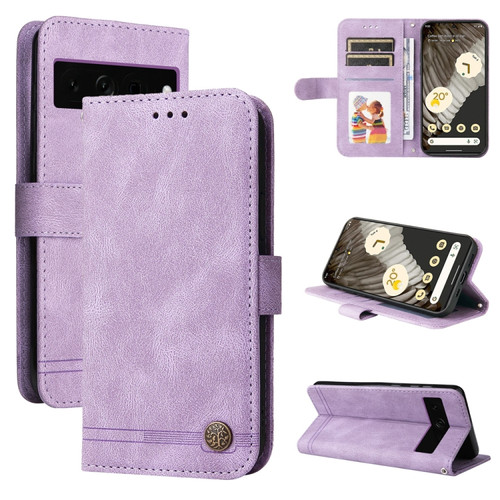 Google Pixel 7 Pro Skin Feel Life Tree Metal Button Leather Phone Case - Purple