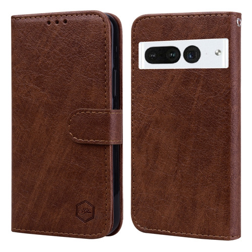 Google Pixel 7 Pro Skin Feeling Oil Leather Texture PU + TPU Phone Case - Brown