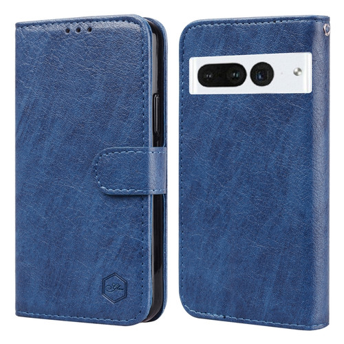 Google Pixel 7 Pro Skin Feeling Oil Leather Texture PU + TPU Phone Case - Dark Blue