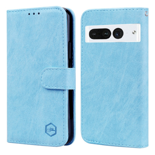 Google Pixel 7 Pro Skin Feeling Oil Leather Texture PU + TPU Phone Case - Light Blue