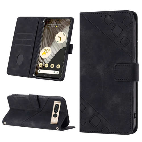 Google Pixel 7 Pro Skin-feel Embossed Leather Phone Case - Black
