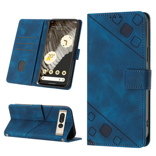 Google Pixel 7 Pro Skin-feel Embossed Leather Phone Case - Blue