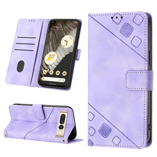 Google Pixel 7 Pro Skin-feel Embossed Leather Phone Case - Light Purple