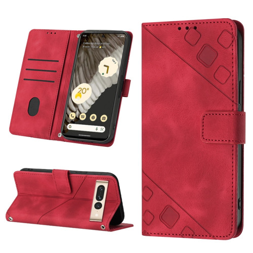 Google Pixel 7 Pro Skin-feel Embossed Leather Phone Case - Red
