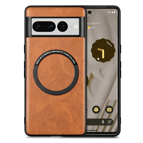 Google Pixel 7 Pro Solid Color Leather Skin Back Cover Phone Case - Brown