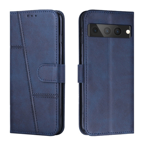 Google Pixel 7 Pro Stitching Calf Texture Buckle Leather Phone Case - Blue