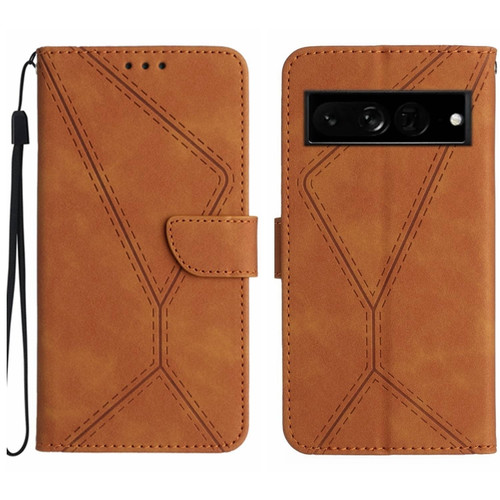 Google Pixel 7 Pro Stitching Embossed Leather Phone Case - Brown