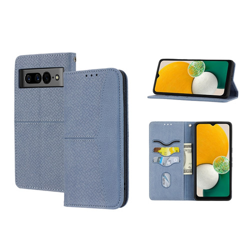 Google Pixel 7 Pro Woven Texture Stitching Magnetic PU Leather Phone Case - Grey