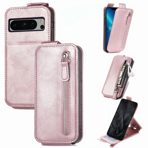 Google Pixel 8 Pro Zipper Wallet Vertical Flip Leather Phone Case - Pink