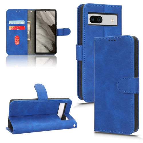 Google Pixel 7a Skin Feel Magnetic Flip Leather Phone Case - Blue