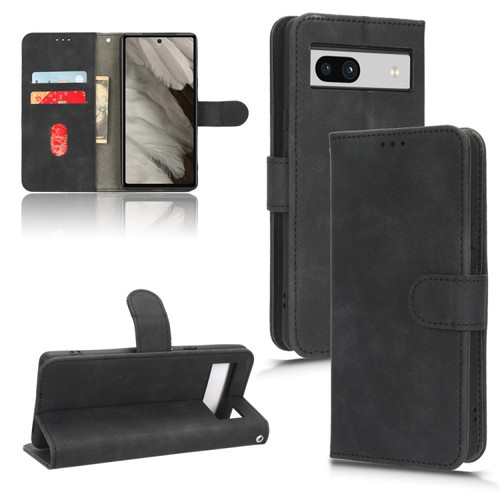 Google Pixel 7a Skin Feel Magnetic Flip Leather Phone Case - Black