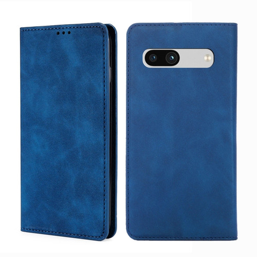 Google Pixel 7a Skin Feel Magnetic Horizontal Flip Leather Phone Case - Blue