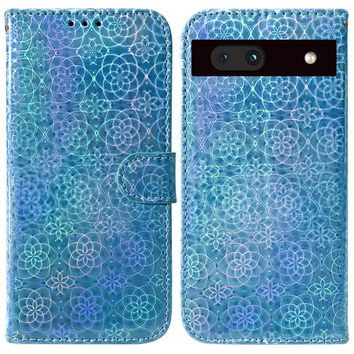 Google Pixel 7a Colorful Magnetic Buckle Leather Phone Case - Blue