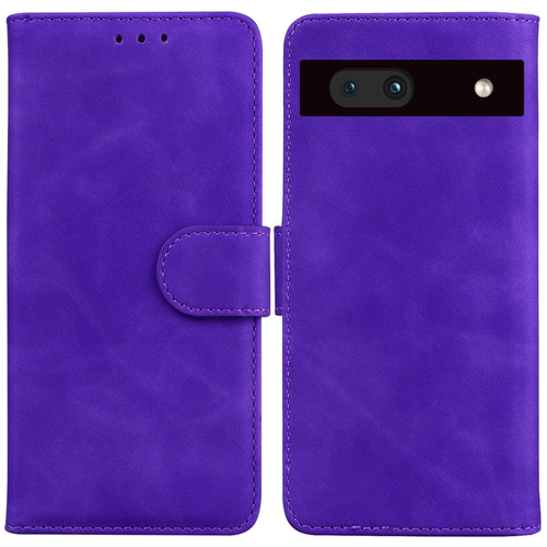 Google Pixel 7a Skin Feel Pure Color Flip Leather Phone Case - Purple