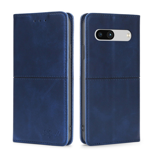 Google Pixel 7a Cow Texture Magnetic Horizontal Flip Leather Phone Case - Blue