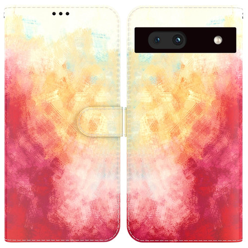 Google Pixel 7a Watercolor Pattern Flip Leather Phone Case - Spring Cherry