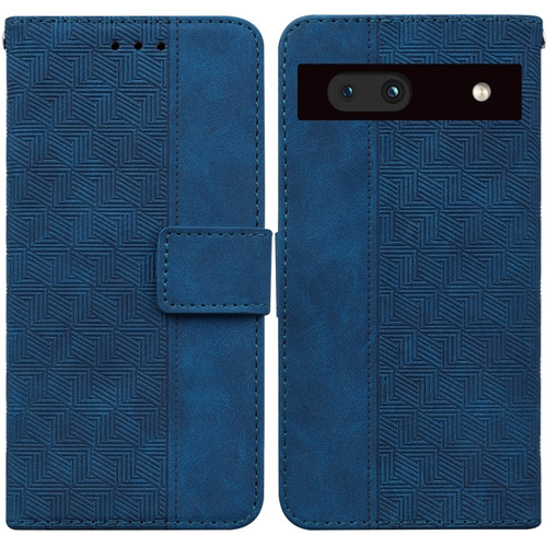 Google Pixel 7a Geometric Embossed Flip Leather Phone Case - Blue