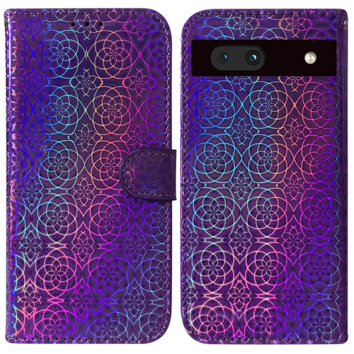 Google Pixel 7a Colorful Magnetic Buckle Leather Phone Case - Purple