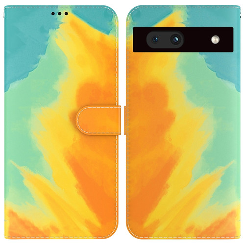 Google Pixel 7a Watercolor Pattern Flip Leather Phone Case - Autumn Leaf