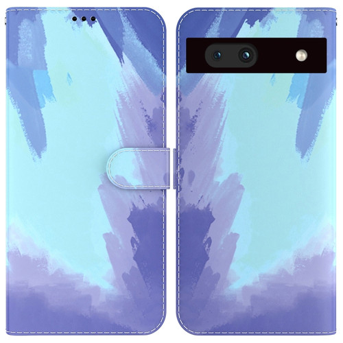 Google Pixel 7a Watercolor Pattern Flip Leather Phone Case - Winter Snow