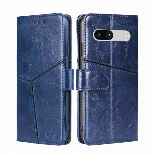 Google Pixel 7a Geometric Stitching Horizontal Flip Leather Phone Case - Blue