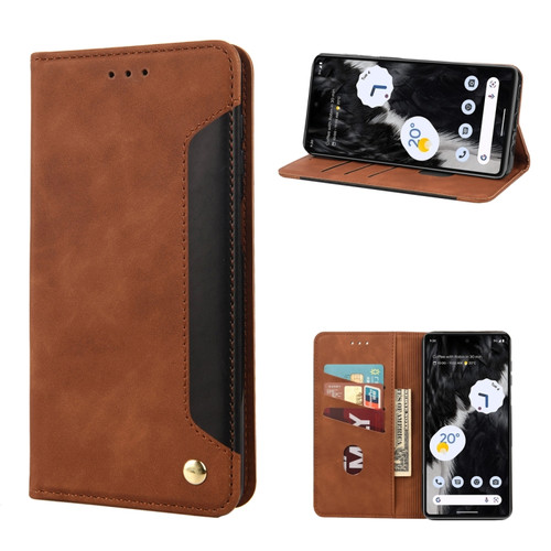 Google Pixel 7a Skin Feel Splicing Leather Phone Case - Brown