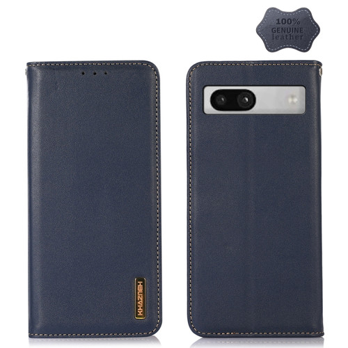 Google Pixel 7a KHAZNEH Nappa Top Layer Cowhide Leather Phone Case - Blue