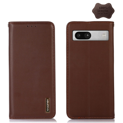 Google Pixel 7a KHAZNEH Nappa Top Layer Cowhide Leather Phone Case - Brown