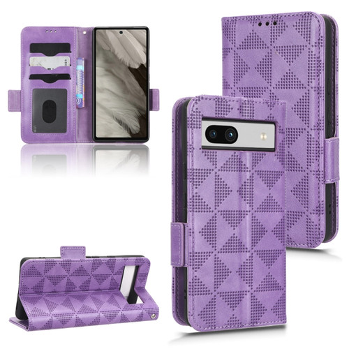 Google Pixel 7a Symmetrical Triangle Leather Phone Case - Purple