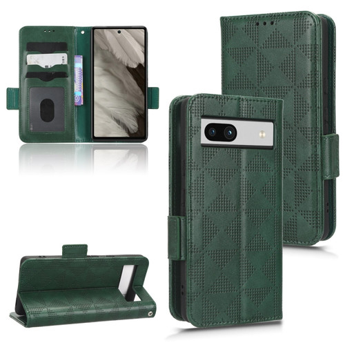 Google Pixel 7a Symmetrical Triangle Leather Phone Case - Green
