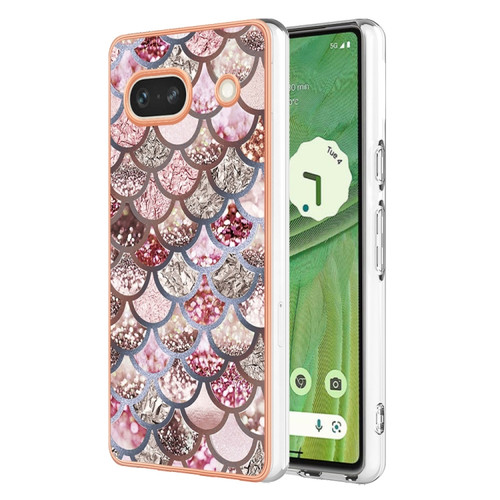 Google Pixel 7a Electroplating IMD TPU Phone Case - Pink Scales