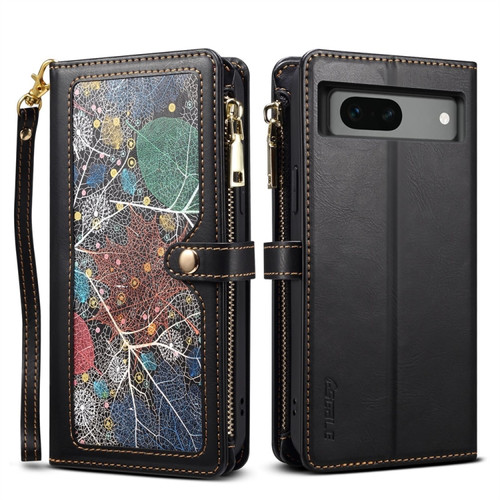 Google Pixel 7a ESEBLE Star Series Lanyard Zipper Wallet RFID Leather Case - Black