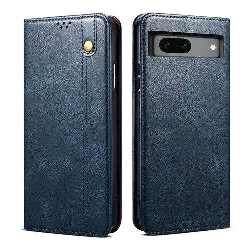 Google Pixel 7a Oil Wax Crazy Horse Texture Leather Phone Case - Blue