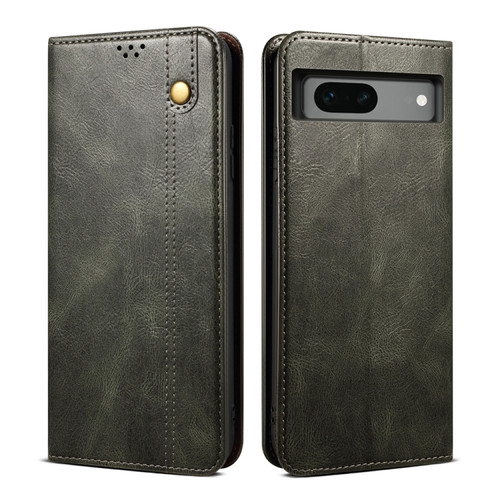 Google Pixel 7a Oil Wax Crazy Horse Texture Leather Phone Case - Green