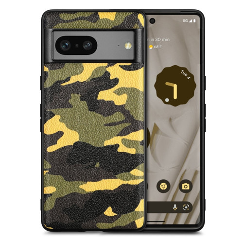 Google Pixel 7a Camouflage Leather Back Cover Phone Case - Yellow