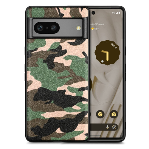 Google Pixel 7a Camouflage Leather Back Cover Phone Case - Green