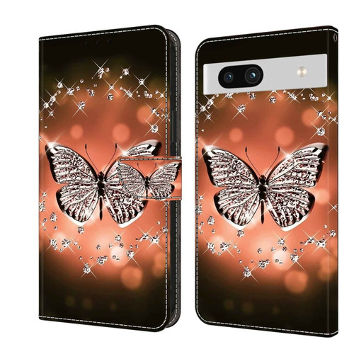 Google Pixel 7a Crystal 3D Shockproof Protective Leather Phone Case - Crystal Butterfly