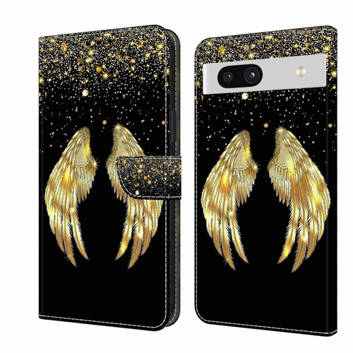 Google Pixel 7a Crystal 3D Shockproof Protective Leather Phone Case - Golden Wings