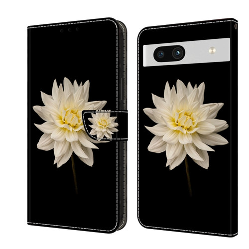 Google Pixel 7a Crystal 3D Shockproof Protective Leather Phone Case - White Flower