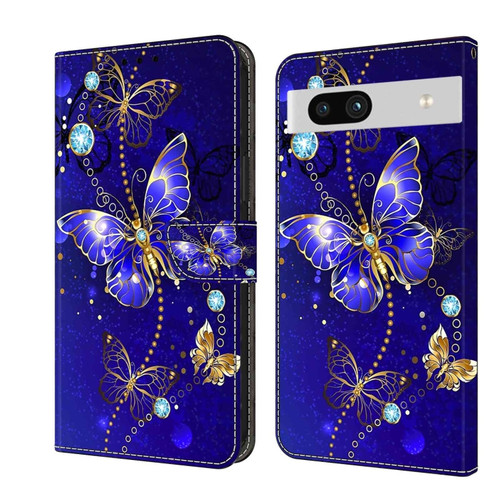 Google Pixel 7a Crystal 3D Shockproof Protective Leather Phone Case - Diamond Butterfly