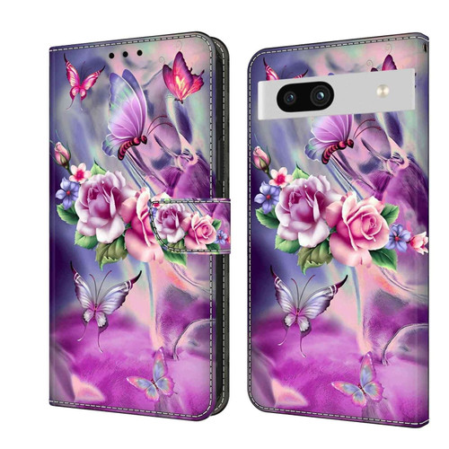 Google Pixel 7a Crystal 3D Shockproof Protective Leather Phone Case - Butterfly