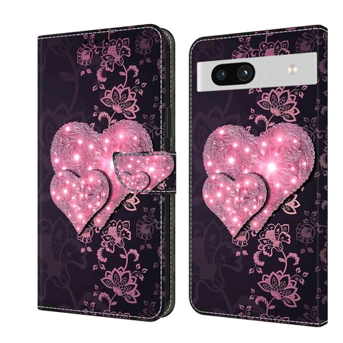 Google Pixel 7a Crystal 3D Shockproof Protective Leather Phone Case - Lace Love
