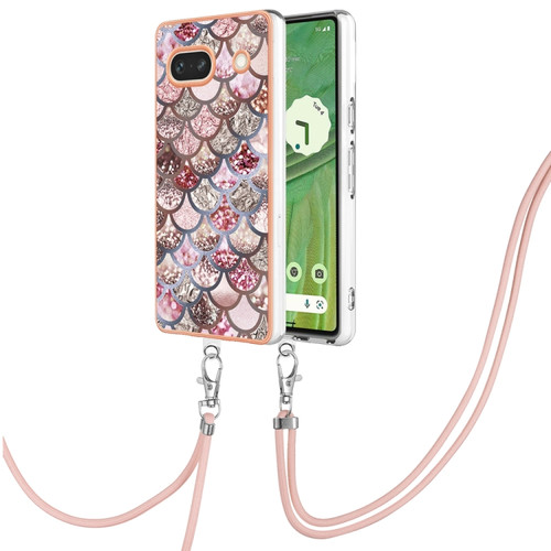 Google Pixel 7a Electroplating IMD TPU Phone Case with Lanyard - Pink Scales