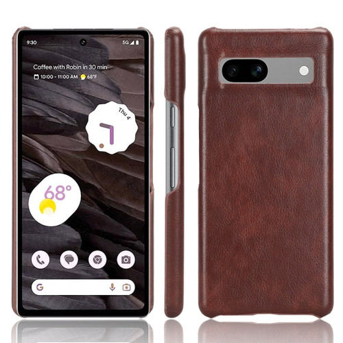 Google Pixel 7a Litchi Texture Back Cover Phone Case - Brown
