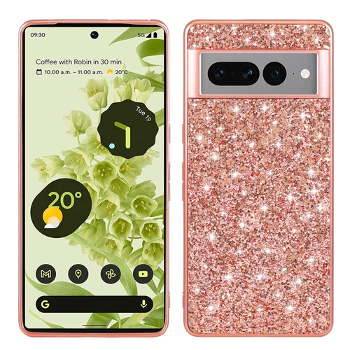 Google Pixel 7a Glitter Powder Shockproof TPU Phone Case - Rose Gold