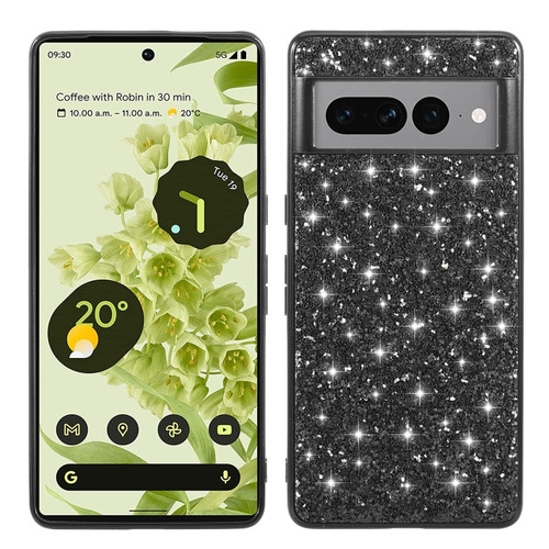 Google Pixel 7a Glitter Powder Shockproof TPU Phone Case - Black
