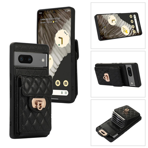 Google Pixel 7a Card Slot Leather Phone Case - Black