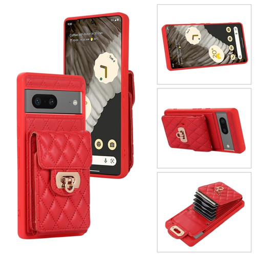 Google Pixel 7a Card Slot Leather Phone Case - Red