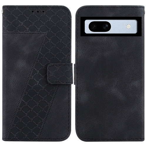 Google Pixel 7a 7-shaped Embossed Leather Phone Case - Black
