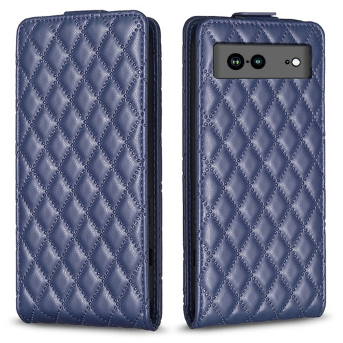 Google Pixel 7a Diamond Lattice Vertical Flip Leather Phone Case - Blue